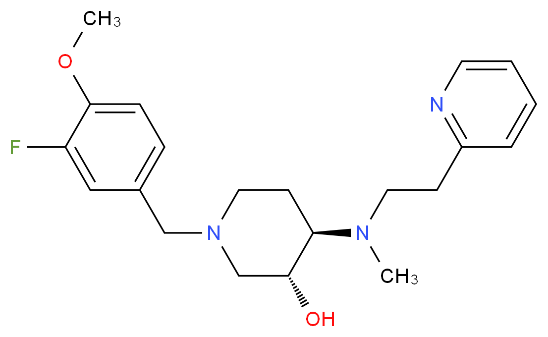 (3R*,4R*)-1-(3-fluoro-4-methoxybenzyl)-4-{methyl[2-(2-pyridinyl)ethyl]amino}-3-piperidinol_分子结构_CAS_)