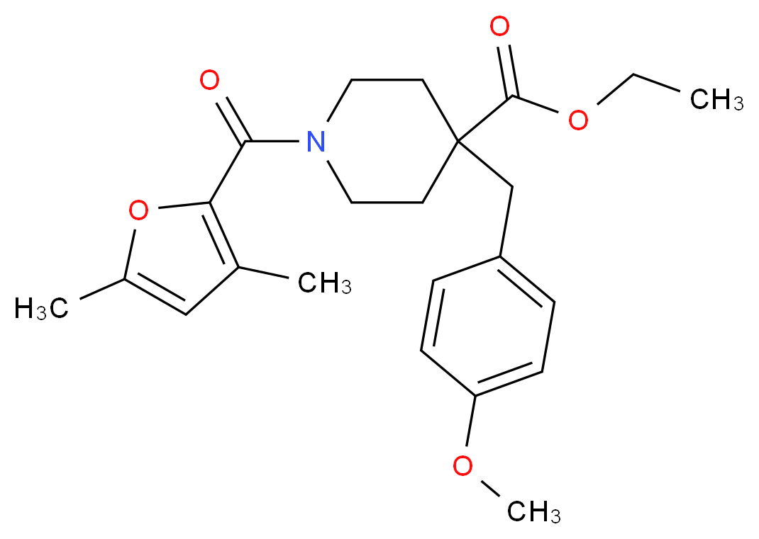 ethyl 1-(3,5-dimethyl-2-furoyl)-4-(4-methoxybenzyl)-4-piperidinecarboxylate_分子结构_CAS_)