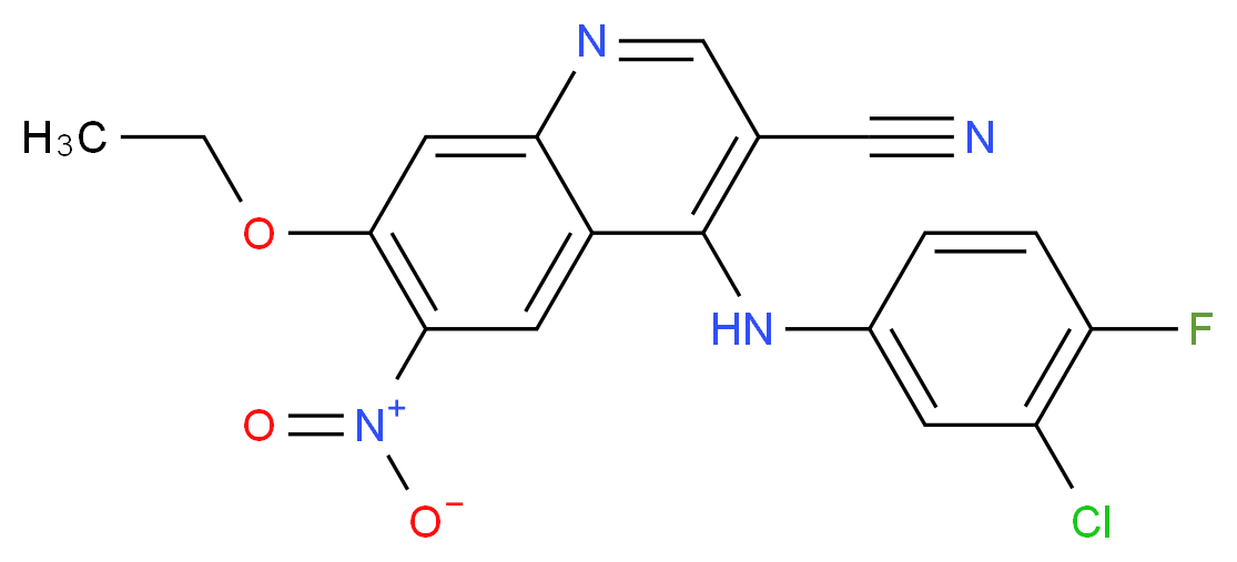 4-(3-Chloro-4-fluoroanilino)-3-cyano-7-ethyloxy-6-nitroquinoline_分子结构_CAS_740791-06-4)