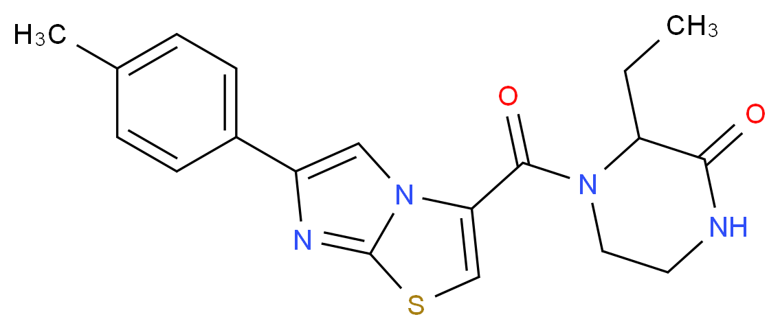 3-ethyl-4-{[6-(4-methylphenyl)imidazo[2,1-b][1,3]thiazol-3-yl]carbonyl}-2-piperazinone_分子结构_CAS_)
