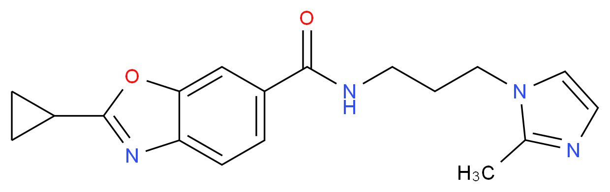 2-cyclopropyl-N-[3-(2-methyl-1H-imidazol-1-yl)propyl]-1,3-benzoxazole-6-carboxamide_分子结构_CAS_)