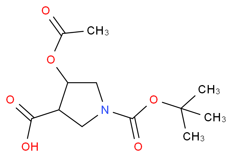 4-(acetyloxy)-1-[(tert-butoxy)carbonyl]pyrrolidine-3-carboxylic acid_分子结构_CAS_1210863-93-6