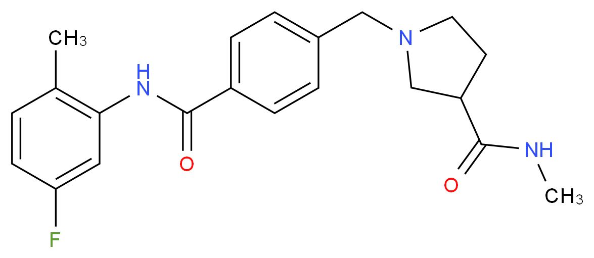 1-(4-{[(5-fluoro-2-methylphenyl)amino]carbonyl}benzyl)-N-methylpyrrolidine-3-carboxamide_分子结构_CAS_)