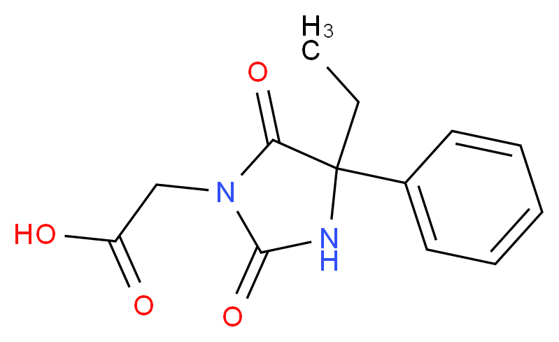 (4-ethyl-2,5-dioxo-4-phenylimidazolidin-1-yl)acetic acid_分子结构_CAS_730-79-0)