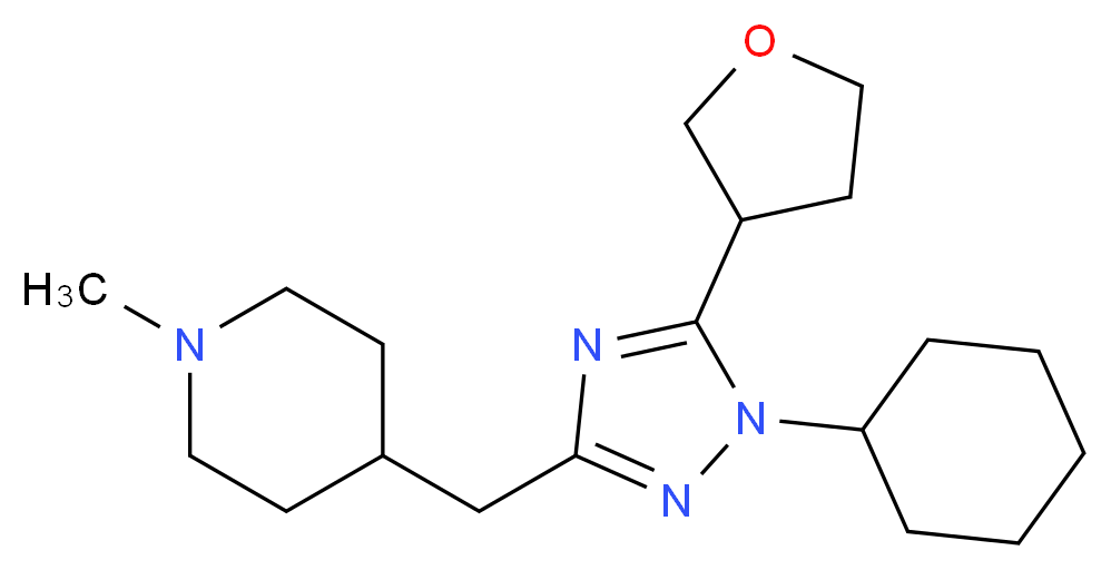 4-{[1-cyclohexyl-5-(tetrahydrofuran-3-yl)-1H-1,2,4-triazol-3-yl]methyl}-1-methylpiperidine_分子结构_CAS_)