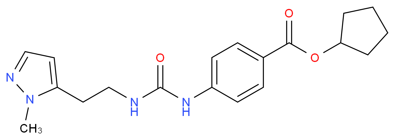 cyclopentyl 4-[({[2-(1-methyl-1H-pyrazol-5-yl)ethyl]amino}carbonyl)amino]benzoate_分子结构_CAS_)
