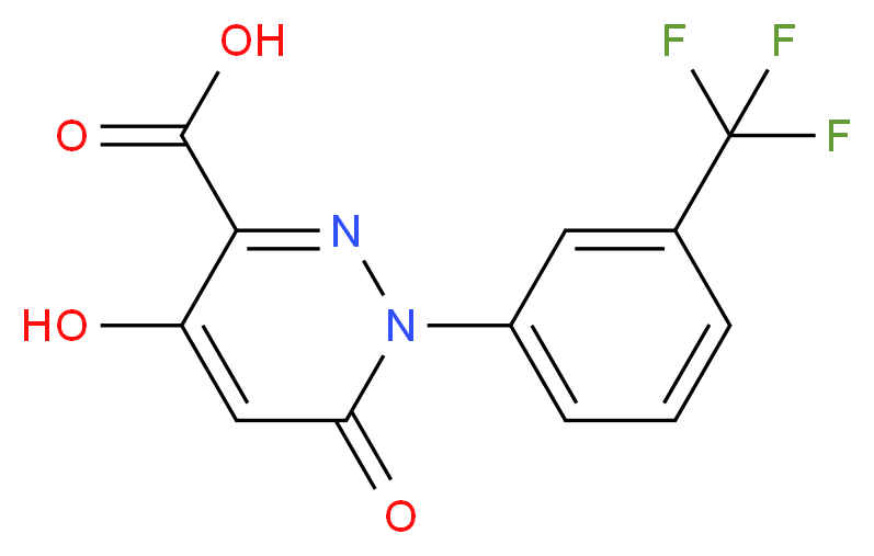 4-Hydroxy-6-oxo-1-[3-(trifluoromethyl)phenyl]-1,6-dihydro-3-pyridazinecarboxylic acid_分子结构_CAS_121582-64-7)