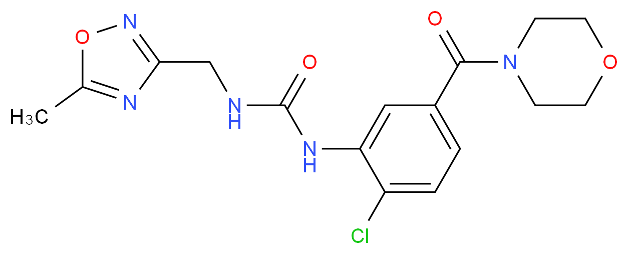 N-[2-chloro-5-(morpholin-4-ylcarbonyl)phenyl]-N'-[(5-methyl-1,2,4-oxadiazol-3-yl)methyl]urea_分子结构_CAS_)