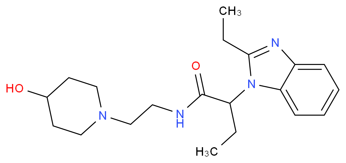 2-(2-ethyl-1H-benzimidazol-1-yl)-N-[2-(4-hydroxy-1-piperidinyl)ethyl]butanamide_分子结构_CAS_)