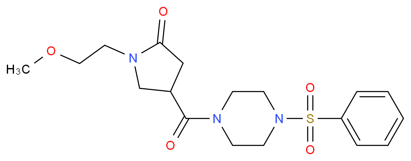 1-(2-methoxyethyl)-4-{[4-(phenylsulfonyl)-1-piperazinyl]carbonyl}-2-pyrrolidinone_分子结构_CAS_)