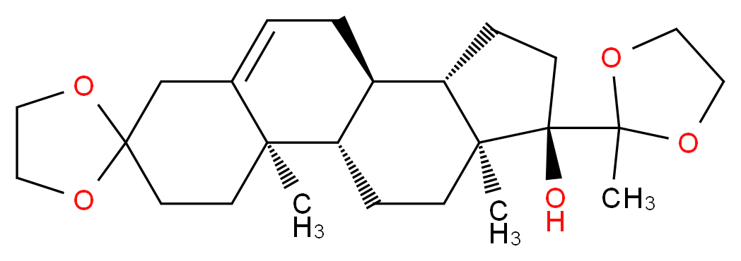 (1'S,2'R,10'R,11'S,14'R,15'S)-2',15'-dimethyl-14'-(2-methyl-1,3-dioxolan-2-yl)spiro[1,3-dioxolane-2,5'-tetracyclo[8.7.0.0<sup>2</sup>,<sup>7</sup>.0<sup>1</sup><sup>1</sup>,<sup>1</sup><sup>5</sup>]heptadecan]-7'-en-14'-ol_分子结构_CAS_3386-00-3