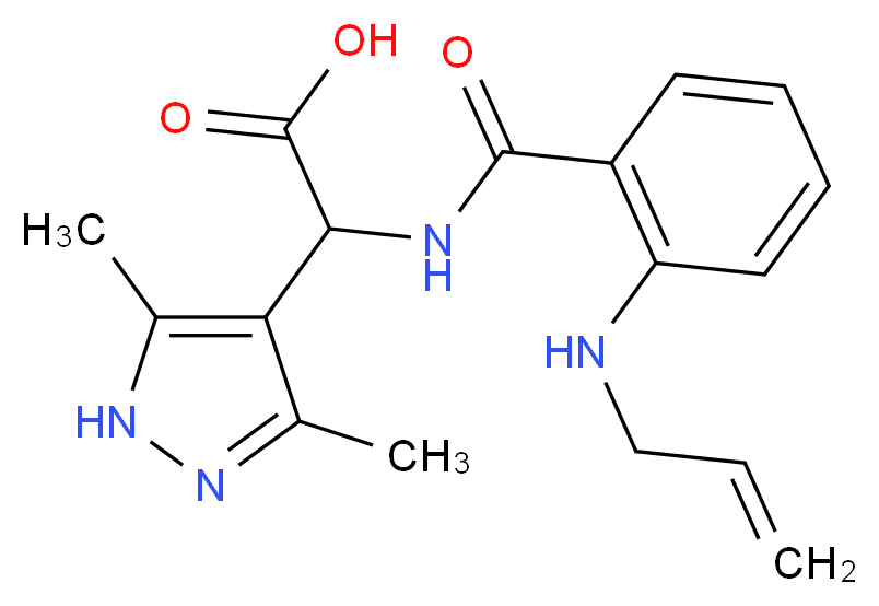 {[2-(allylamino)benzoyl]amino}(3,5-dimethyl-1H-pyrazol-4-yl)acetic acid_分子结构_CAS_)