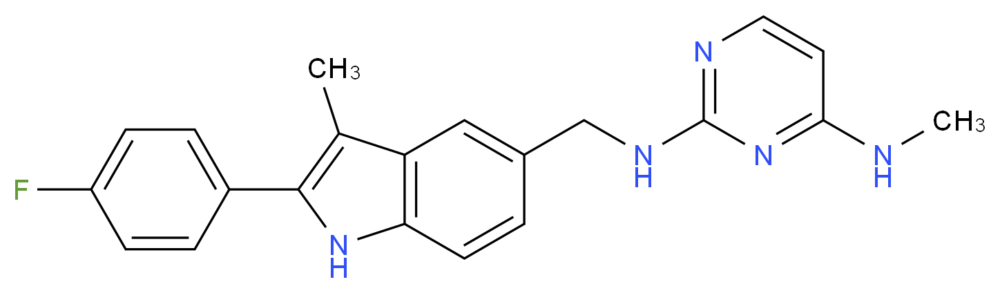 N~2~-{[2-(4-fluorophenyl)-3-methyl-1H-indol-5-yl]methyl}-N~4~-methylpyrimidine-2,4-diamine_分子结构_CAS_)