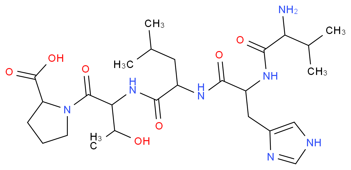 1-(2-{2-[2-(2-amino-3-methylbutanamido)-3-(1H-imidazol-4-yl)propanamido]-4-methylpentanamido}-3-hydroxybutanoyl)pyrrolidine-2-carboxylic acid_分子结构_CAS_93913-38-3