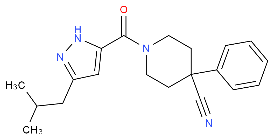 1-[(3-isobutyl-1H-pyrazol-5-yl)carbonyl]-4-phenylpiperidine-4-carbonitrile_分子结构_CAS_)
