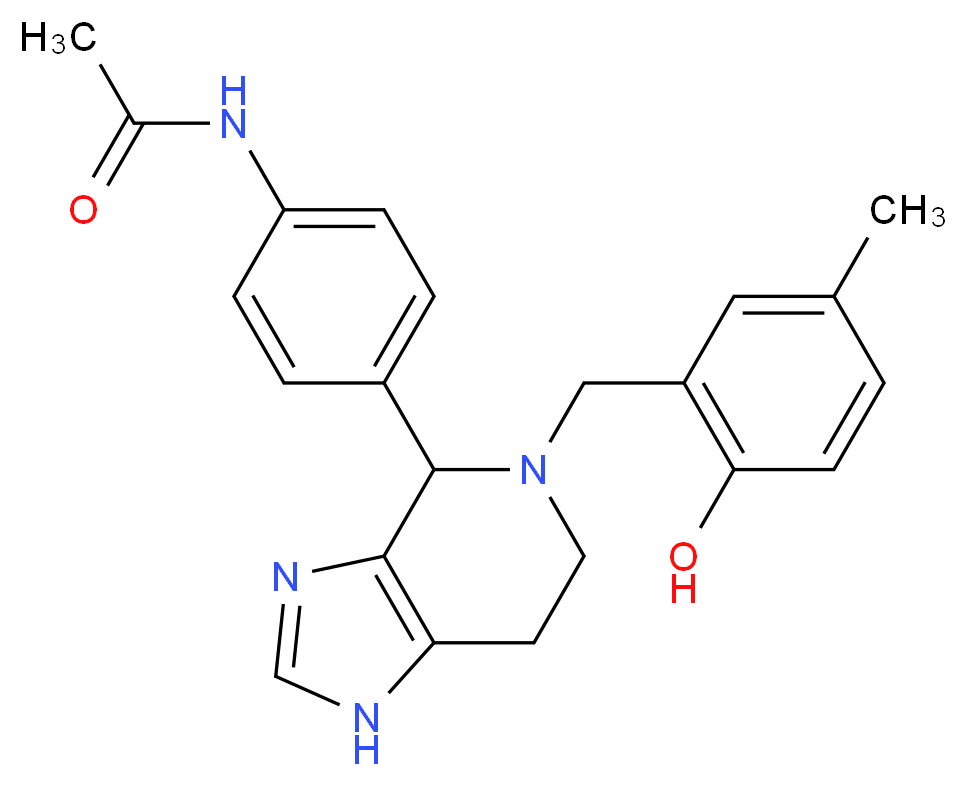 N-{4-[5-(2-hydroxy-5-methylbenzyl)-4,5,6,7-tetrahydro-1H-imidazo[4,5-c]pyridin-4-yl]phenyl}acetamide_分子结构_CAS_)