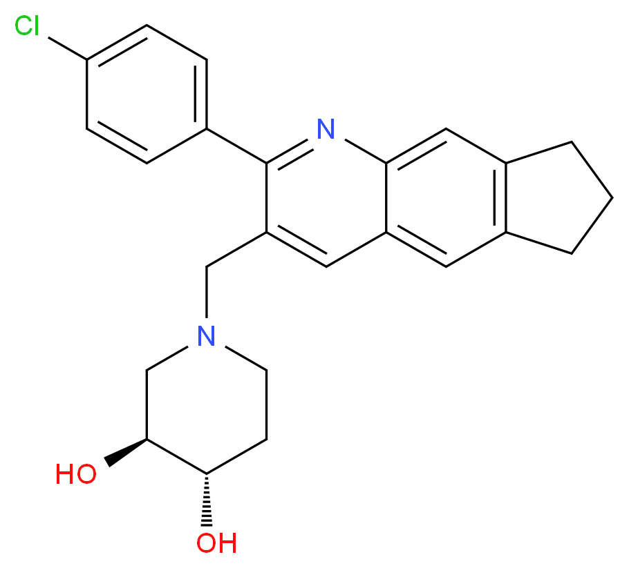 (3S*,4S*)-1-{[2-(4-chlorophenyl)-7,8-dihydro-6H-cyclopenta[g]quinolin-3-yl]methyl}-3,4-piperidinediol_分子结构_CAS_)