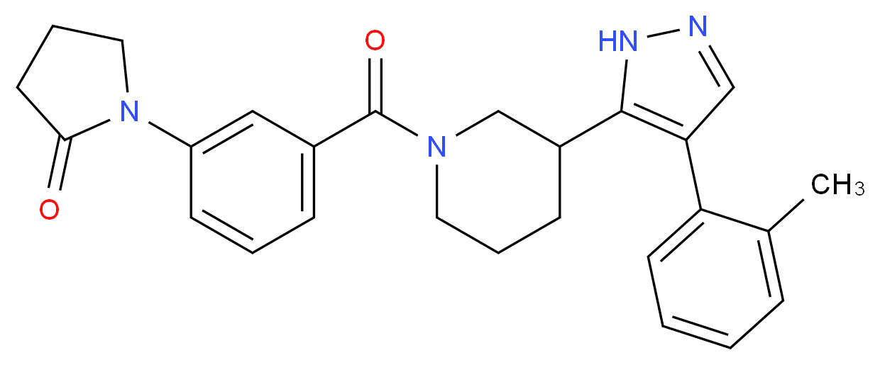 1-[3-({3-[4-(2-methylphenyl)-1H-pyrazol-5-yl]-1-piperidinyl}carbonyl)phenyl]-2-pyrrolidinone_分子结构_CAS_)
