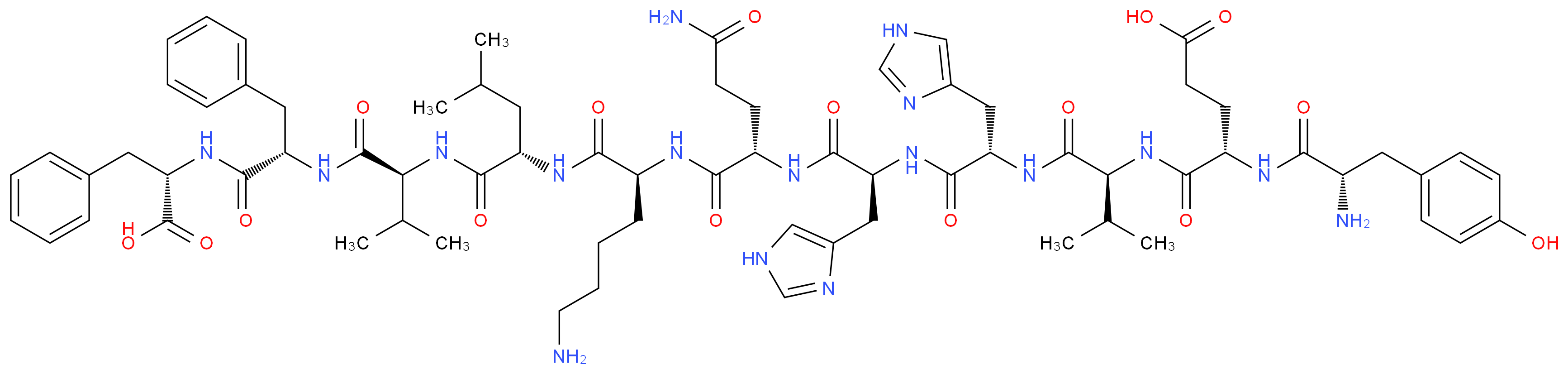 (4S)-4-{[(1S)-1-{[(1S)-1-{[(1S)-1-{[(1S)-1-{[(1S)-5-amino-1-{[(1S)-1-{[(1S)-1-{[(1S)-1-{[(1S)-1-carboxy-2-phenylethyl]carbamoyl}-2-phenylethyl]carbamoyl}-2-methylpropyl]carbamoyl}-3-methylbutyl]carbamoyl}pentyl]carbamoyl}-3-carbamoylpropyl]carbamoyl}-2-(1H-imidazol-4-yl)ethyl]carbamoyl}-2-(1H-imidazol-4-yl)ethyl]carbamoyl}-2-methylpropyl]carbamoyl}-4-[(2S)-2-amino-3-(4-hydroxyphenyl)propanamido]butanoic acid_分子结构_CAS_152286-31-2