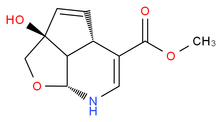 methyl (1R,4S,7S,11S)-4-hydroxy-2-oxa-10-azatricyclo[5.3.1.0<sup>4</sup>,<sup>1</sup><sup>1</sup>]undeca-5,8-diene-8-carboxylate_分子结构_CAS_139682-36-3