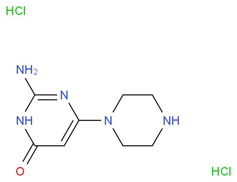 2-amino-6-(piperazin-1-yl)-3,4-dihydropyrimidin-4-one dihydrochloride_分子结构_CAS_1158775-43-9