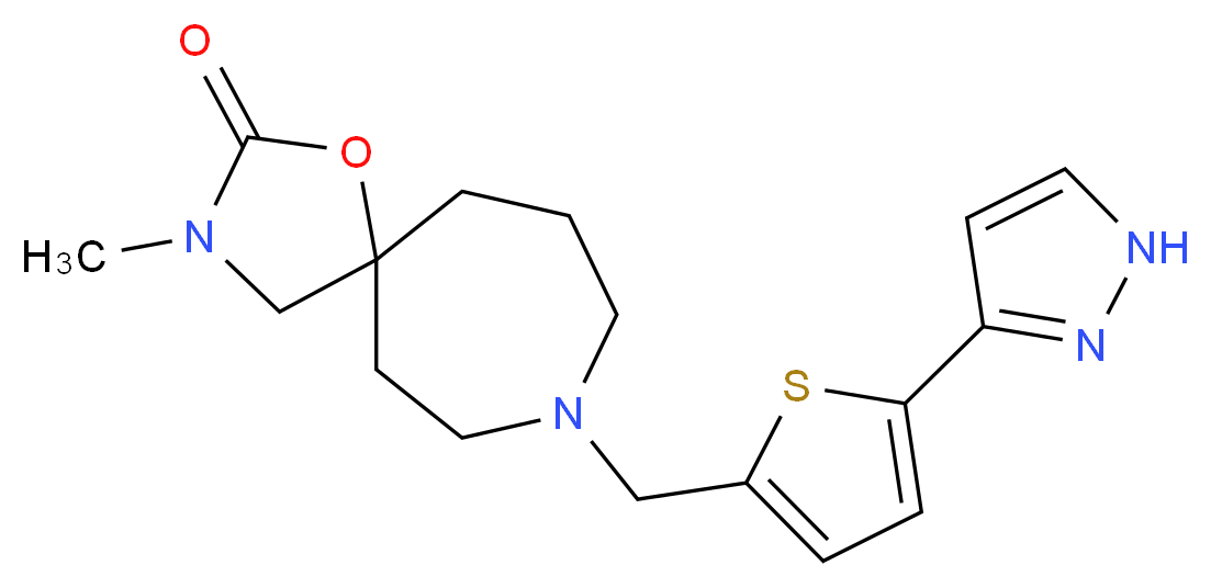 3-methyl-8-{[5-(1H-pyrazol-3-yl)-2-thienyl]methyl}-1-oxa-3,8-diazaspiro[4.6]undecan-2-one_分子结构_CAS_)