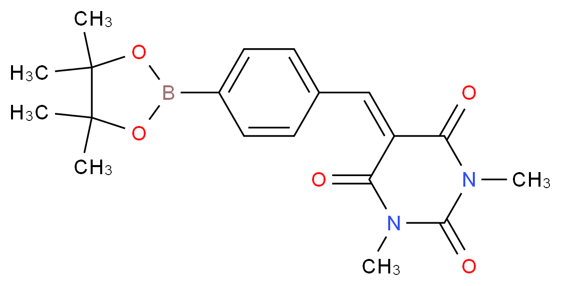 4-(1,3-二甲基-2,4,6-三氧代六氢嘧啶-5-亚基甲基)苯硼酸频哪醇酯_分子结构_CAS_1218790-48-7)