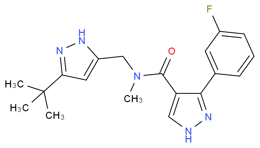 N-[(3-tert-butyl-1H-pyrazol-5-yl)methyl]-3-(3-fluorophenyl)-N-methyl-1H-pyrazole-4-carboxamide_分子结构_CAS_)