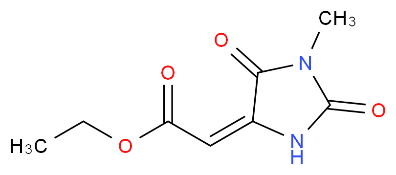 ethyl 2-[(4E)-1-methyl-2,5-dioxoimidazolidin-4-ylidene]acetate_分子结构_CAS_712-92-5
