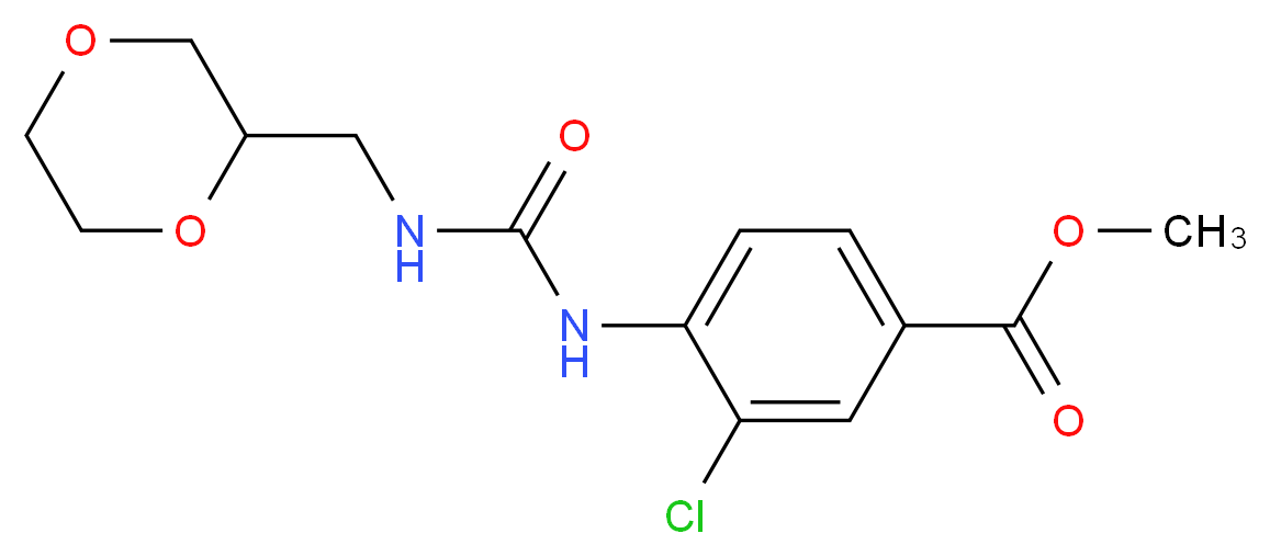 methyl 3-chloro-4-({[(1,4-dioxan-2-ylmethyl)amino]carbonyl}amino)benzoate_分子结构_CAS_)