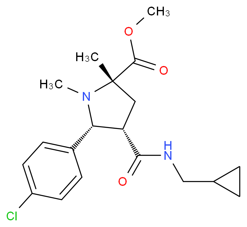 methyl (2S*,4S*,5R*)-5-(4-chlorophenyl)-4-{[(cyclopropylmethyl)amino]carbonyl}-1,2-dimethyl-2-pyrrolidinecarboxylate_分子结构_CAS_)