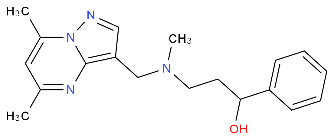 3-[[(5,7-dimethylpyrazolo[1,5-a]pyrimidin-3-yl)methyl](methyl)amino]-1-phenylpropan-1-ol_分子结构_CAS_)