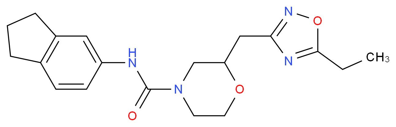N-(2,3-dihydro-1H-inden-5-yl)-2-[(5-ethyl-1,2,4-oxadiazol-3-yl)methyl]morpholine-4-carboxamide_分子结构_CAS_)