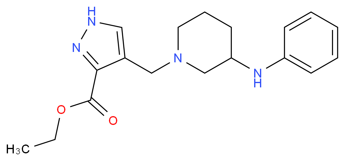 ethyl 4-[(3-anilino-1-piperidinyl)methyl]-1H-pyrazole-3-carboxylate_分子结构_CAS_)