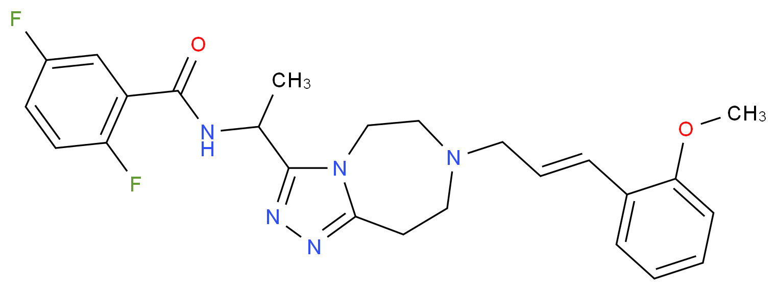 2,5-difluoro-N-(1-{7-[(2E)-3-(2-methoxyphenyl)-2-propen-1-yl]-6,7,8,9-tetrahydro-5H-[1,2,4]triazolo[4,3-d][1,4]diazepin-3-yl}ethyl)benzamide_分子结构_CAS_)
