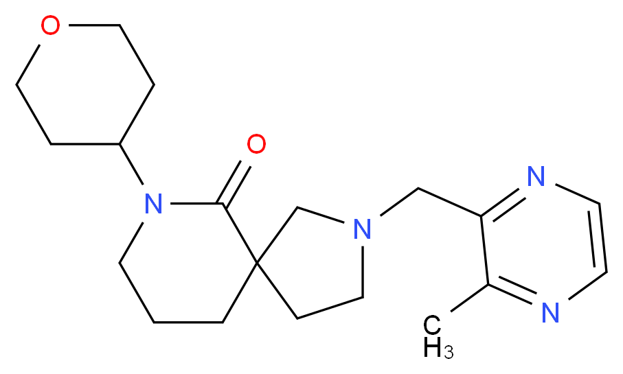 2-[(3-methyl-2-pyrazinyl)methyl]-7-(tetrahydro-2H-pyran-4-yl)-2,7-diazaspiro[4.5]decan-6-one_分子结构_CAS_)