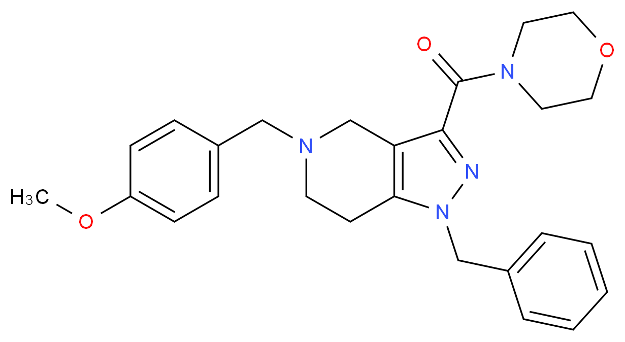 1-benzyl-5-(4-methoxybenzyl)-3-(4-morpholinylcarbonyl)-4,5,6,7-tetrahydro-1H-pyrazolo[4,3-c]pyridine_分子结构_CAS_)