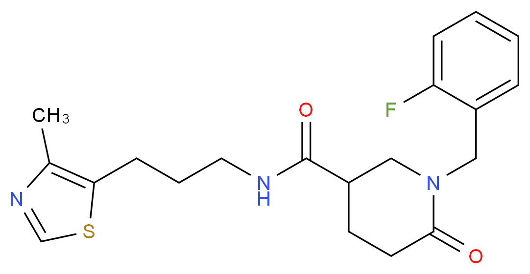 1-(2-fluorobenzyl)-N-[3-(4-methyl-1,3-thiazol-5-yl)propyl]-6-oxo-3-piperidinecarboxamide_分子结构_CAS_)