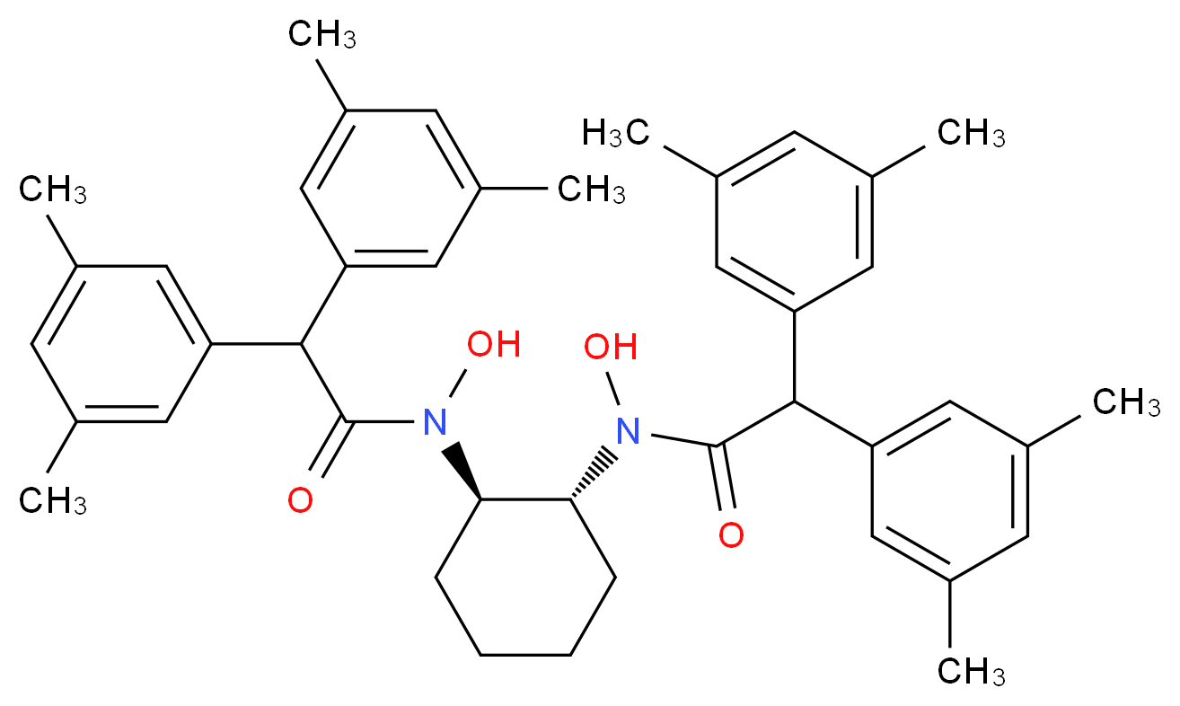 N-[(1R,2R)-2-[2,2-bis(3,5-dimethylphenyl)-N-hydroxyacetamido]cyclohexyl]-2,2-bis(3,5-dimethylphenyl)-N-hydroxyacetamide_分子结构_CAS_860036-27-7