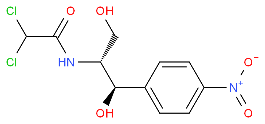 2,2-dichloro-N-[(1R,2R)-1,3-dihydroxy-1-(4-nitrophenyl)propan-2-yl]acetamide_分子结构_CAS_56-75-7