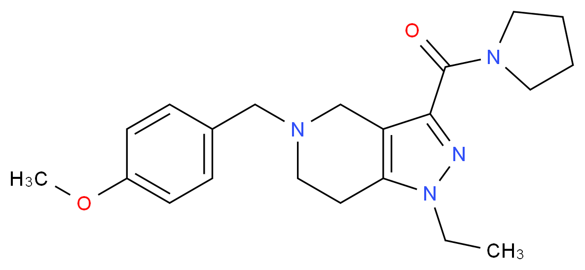 1-ethyl-5-(4-methoxybenzyl)-3-(1-pyrrolidinylcarbonyl)-4,5,6,7-tetrahydro-1H-pyrazolo[4,3-c]pyridine_分子结构_CAS_)
