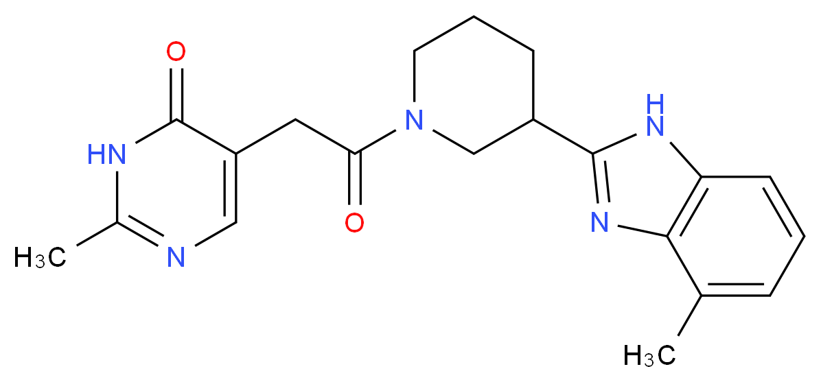 2-methyl-5-{2-[3-(4-methyl-1H-benzimidazol-2-yl)-1-piperidinyl]-2-oxoethyl}-4(3H)-pyrimidinone_分子结构_CAS_)