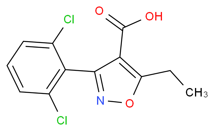 3-(2,6-dichlorophenyl)-5-ethyl-1,2-oxazole-4-carboxylic acid_分子结构_CAS_286435-86-7