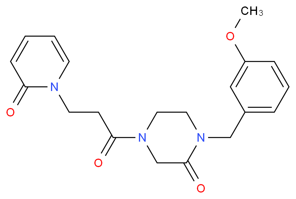 1-(3-methoxybenzyl)-4-[3-(2-oxo-1(2H)-pyridinyl)propanoyl]-2-piperazinone_分子结构_CAS_)