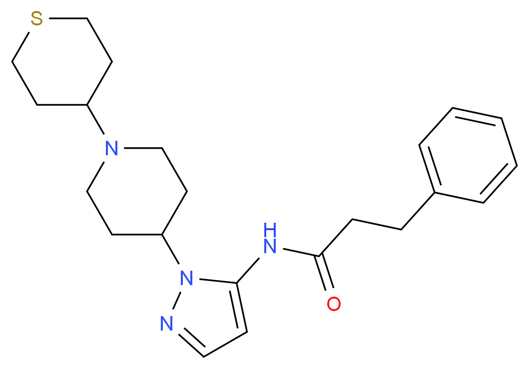 3-phenyl-N-{1-[1-(tetrahydro-2H-thiopyran-4-yl)-4-piperidinyl]-1H-pyrazol-5-yl}propanamide_分子结构_CAS_)