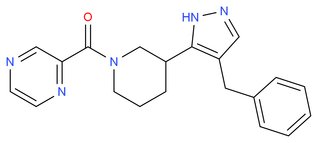 2-{[3-(4-benzyl-1H-pyrazol-5-yl)piperidin-1-yl]carbonyl}pyrazine_分子结构_CAS_)