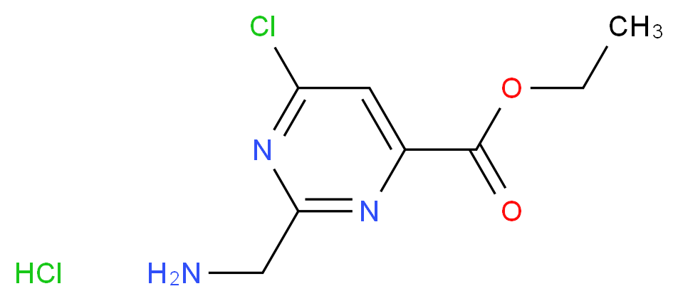 ethyl 2-(aminomethyl)-6-chloropyrimidine-4-carboxylate hydrochloride_分子结构_CAS_1196153-17-9)