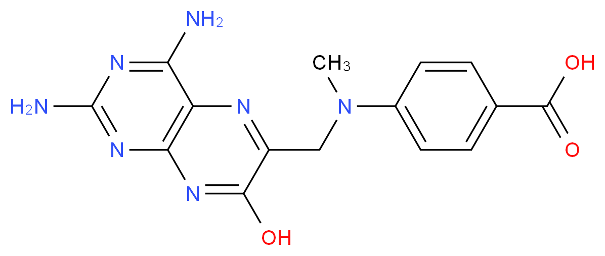 4-{[(2,4-diamino-7-hydroxypteridin-6-yl)methyl](methyl)amino}benzoic acid_分子结构_CAS_34698-85-6