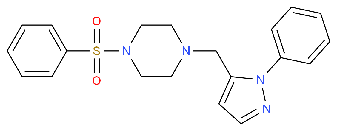 1-[(1-phenyl-1H-pyrazol-5-yl)methyl]-4-(phenylsulfonyl)piperazine_分子结构_CAS_)