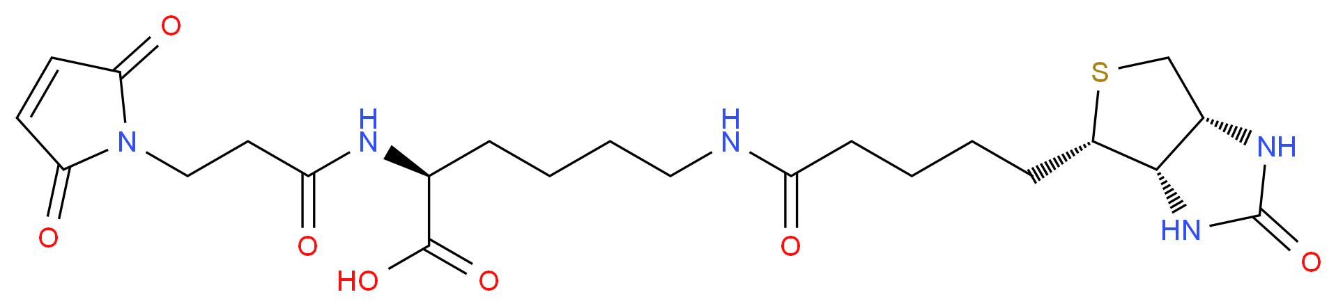 (2S)-6-{5-[(3aS,4S,6aR)-2-oxo-hexahydro-1H-thieno[3,4-d]imidazolidin-4-yl]pentanamido}-2-[3-(2,5-dioxo-2,5-dihydro-1H-pyrrol-1-yl)propanamido]hexanoic acid_分子结构_CAS_102849-12-7